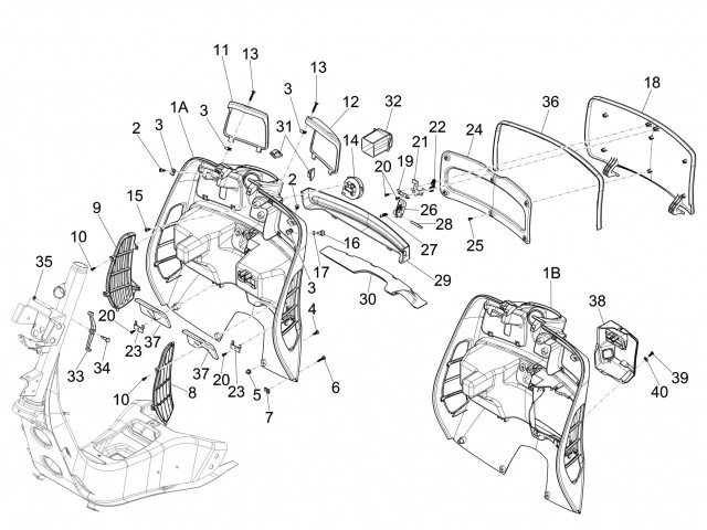 Contra escudo Piaggio Vespa GTS 125 Super 2009 - 2010