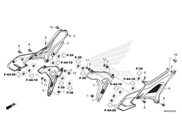 Cacha bajo asiento derecha Honda NC 750 X DCT 2021 - 2024