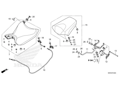 Bisagra asiento pasajero Honda NC 750 X DCT 2021 - 2024