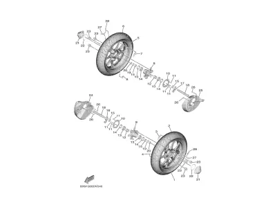 Eje Rueda delantera Yamaha Tricity 300 2021 - 2024