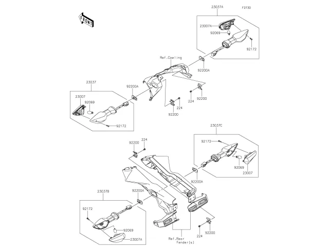 Intermitente delantero izquierdo Kawasaki Z650 2020 - 2025