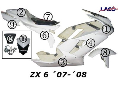 Carenado Circuito pro amarillos kawasaki zx-6r 2007-08