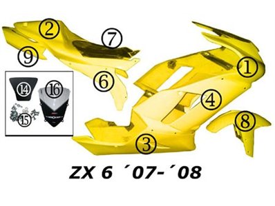 Carenado Circuito pro amarillos kawasaki zx-6r 2007-08