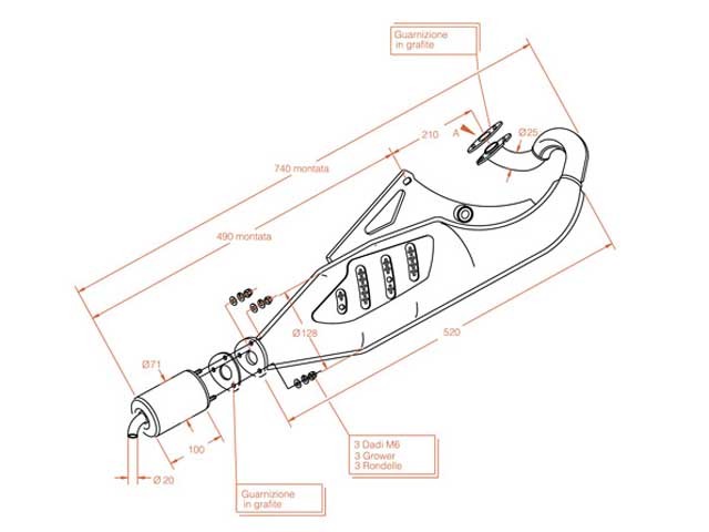 Silencioso nuevo SITO PIAGGIO 125/200/150cc 1999 - 2011 2/4T