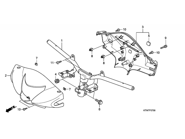 Embellecedor manillar inferior blanco HONDA SH 300 ABS 300 2008-2012  motodesguace
