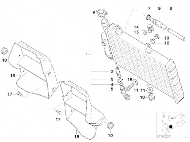 Radiador agua Bmw f65 gs 650 cc 2003 - 2004