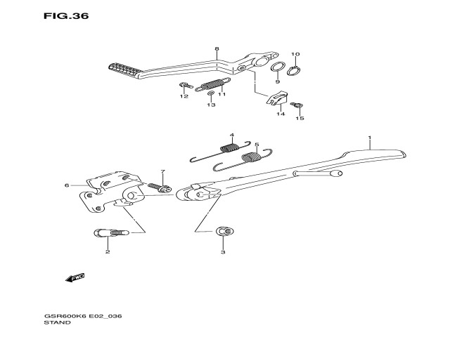 Pedal freno trasero Suzuki gsr 600 2006-2008