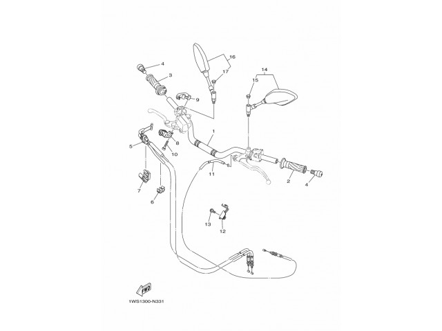 Caña acelerador plastico Yamaha Mt07 2015 - 2017