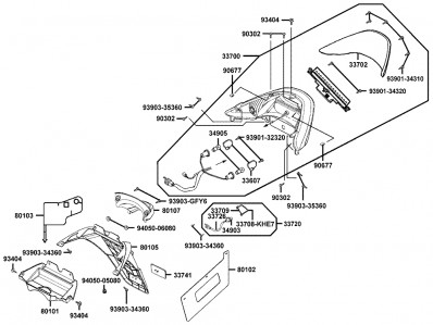 Aleta porta matricula Kymco xciting 500, I evo, i r abs, i (afi) 2005 - 2017