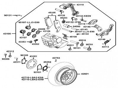 Pinza freno trasera Kymco xciting 500, I evo, i r abs, i (afi) 2005 - 2017