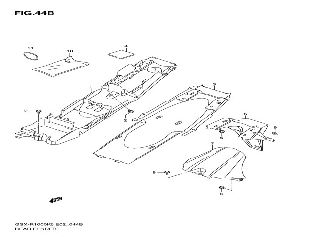 Aleta pase rueda inferior Suzuki gsx 1000 r 2005 - 2006