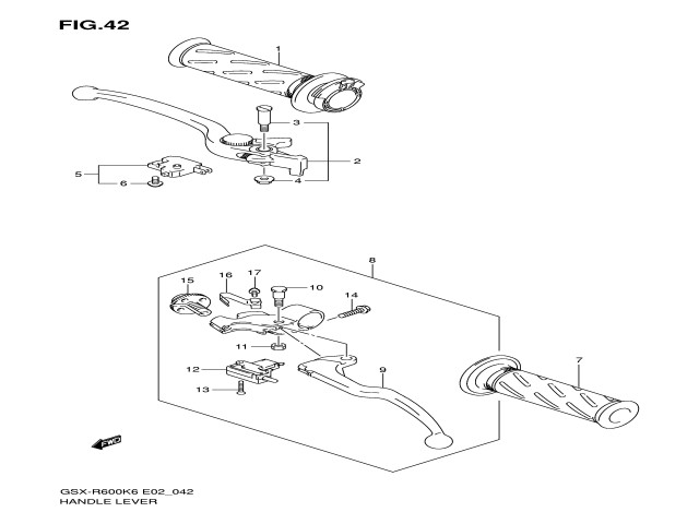 Maneta freno delantera  Suzuki Gsx 600 r 2006 - 2007