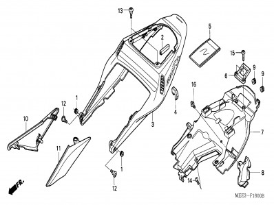 Aleta porta bateria Honda Cbr 600 rr 2003 - 2004