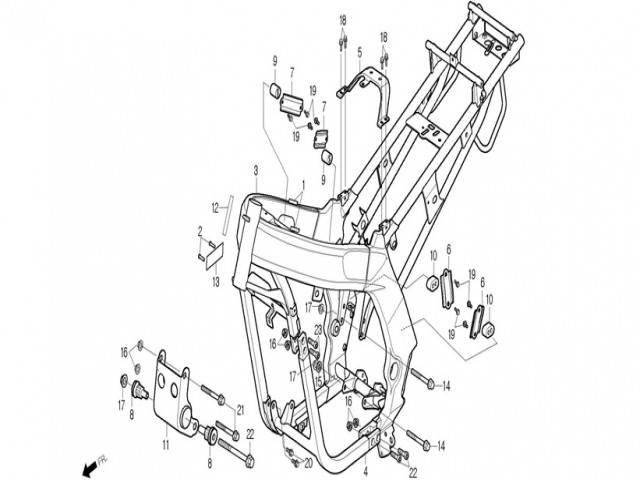 Puente subchasis Daelim roadwin 125r fi 125 2007-2011