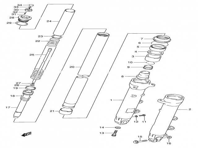 Barra completa izquierda Suzuki Gsx f 750 1989-1997
