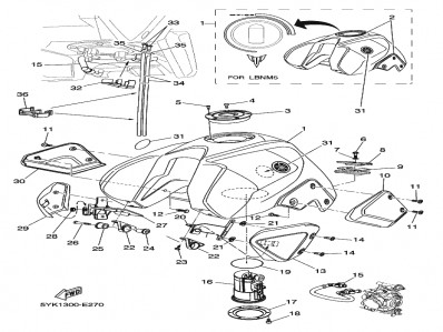 Embellecedor deposito izquierdo Yamaha Mt 03 660 2006-2008