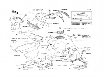 Embellecedor deposito izquierdo Kawasaki Zx6r 600 - 636 cc 2005 - 2006