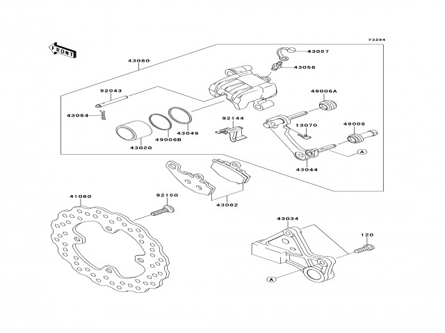 Pastillas freno trasero Kawasaki Zx6r 600 - 636 cc 2005 - 2006