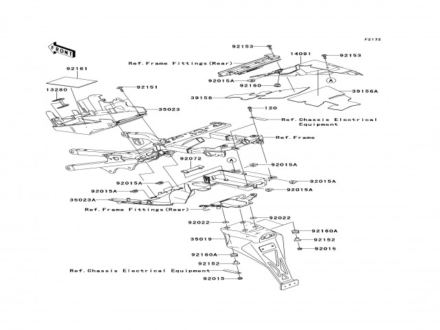 Aleta porta matricula Kawasaki Zx6r 600 - 636 cc 2005 - 2006