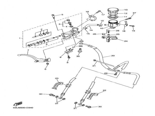 Soporte liquido frenos delantero Yamaha R6 600 cc 2005 - 2005