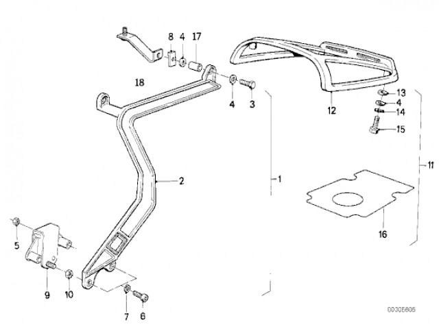 Soporte maleta derecho Bmw k100 Base 2 1000 1987 - 1990  0521 