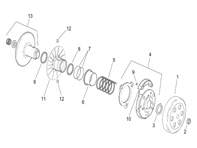 Embrague completo, zona motor Aprilia Leonardo 250 1999-2009
