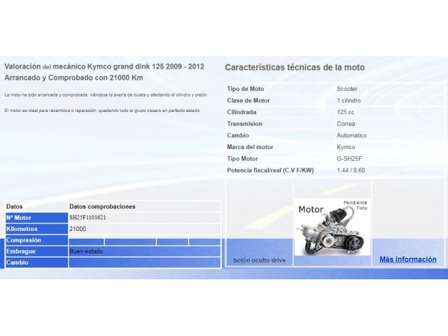 Motor perfecto grand dink 125 2009 - 2012