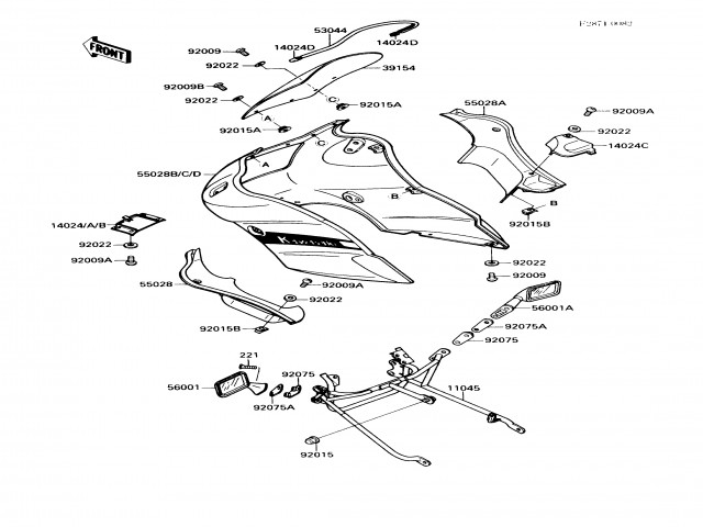 Bandeja superior derecha Kawasaki Gpz 500 1987-1993