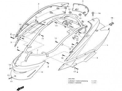 Embellecedor bajo asiento Hyosung Ms3 250 2009 - 2010