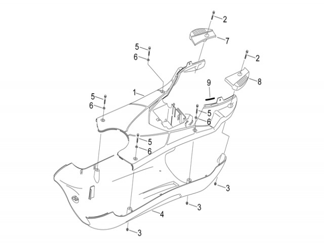 Estribera trasera derecha Aprilia Sonic h2o 50 1998 - 2008