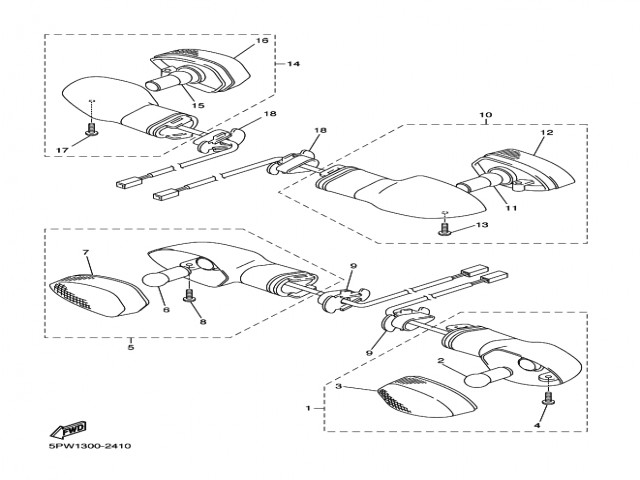 Intermitente trasero izquierdo Yamaha R6 600 cc 2005 - 2005