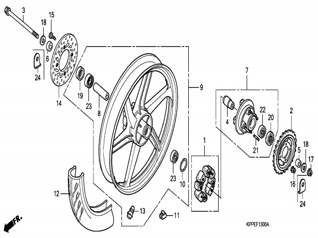 Rueda trasera Honda Cbr r 125 2008-2009