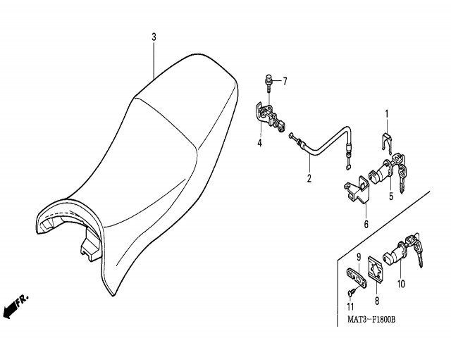 Mecanismo de asiento Honda Cbr 1100 xx 1997 - 1998