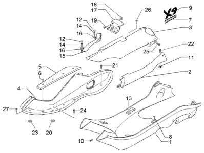 Asidero colin izquierdo Piaggio X9 125 evo 125 2003-2007