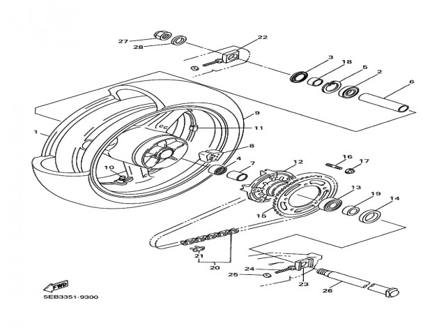 Rueda trasera Yamaha r6 600 cc 1999 - 2000