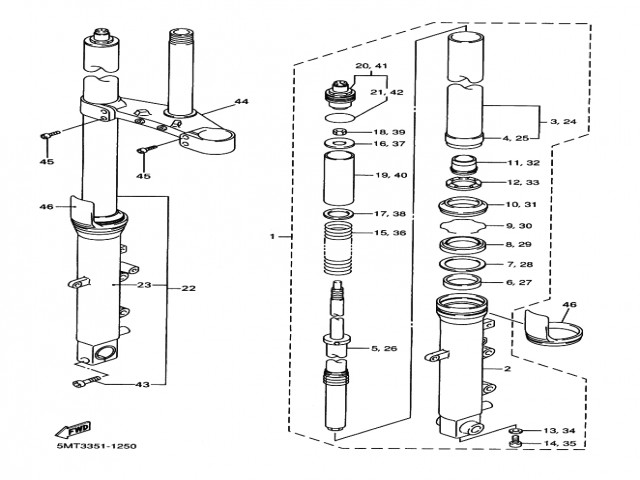 Tija inferior Yamaha R6 600 cc 2001 - 2002