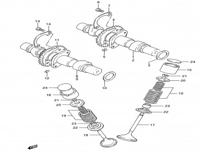 Arbol de levas admision Suzuki Gs e 500 1989-2001