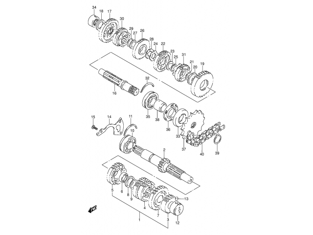 Eje secundario del cambio SUZUKI GS E 500 1989-2001  desguace motos