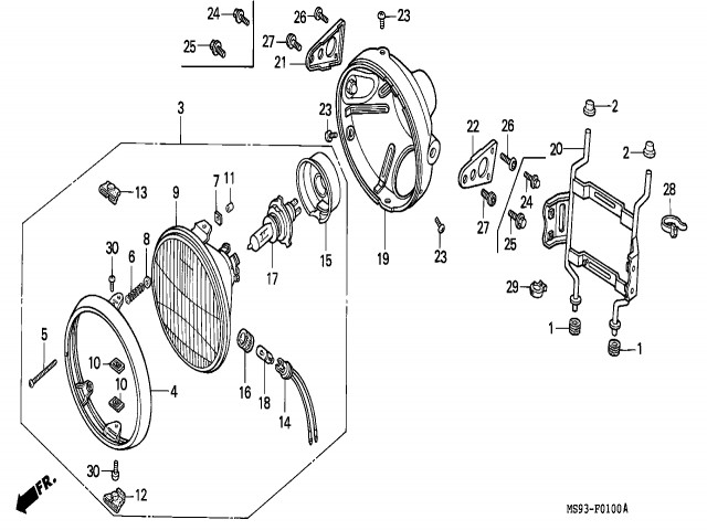 Faro completo Honda Revere 650 1988-1993