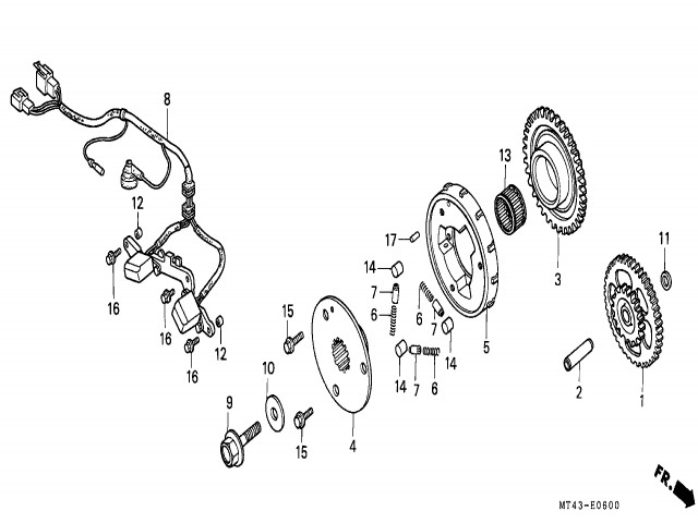 Bendix de arranque completo original Honda Vfr 750 1990-1993