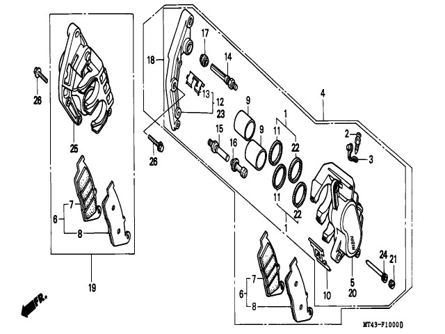 Pinza freno delantera derecha Honda Vfr 750 1990-1993