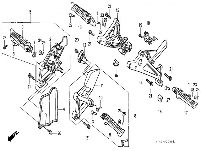 Soporte estribera delantero derecho Honda Vfr 750 1990-1993