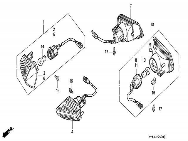 Intermitente delantero derecho Honda Vfr 750 1990-1993