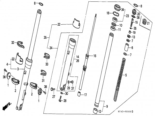 Barra completa derecha Honda Vfr 750 1990-1993