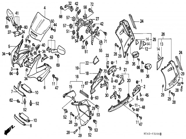 Quilla izquierda varios colores Honda Vfr 750 1990-1993
