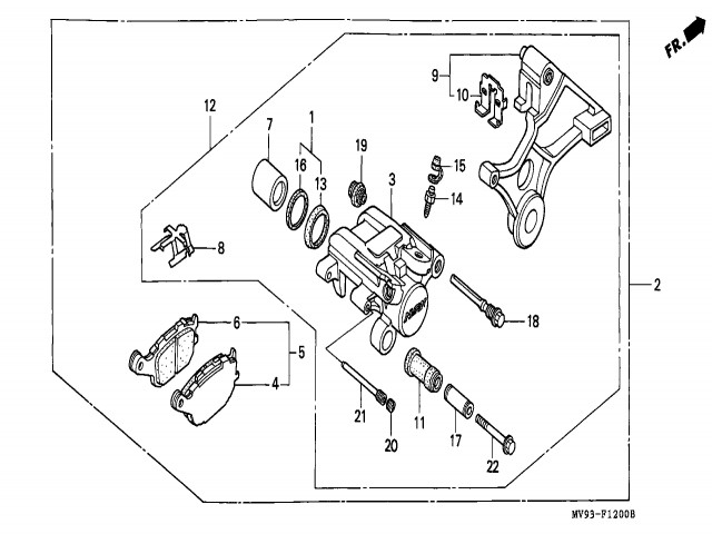 Soporte pinza freno trasera Honda Cbr 600 1991-1996