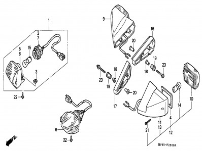 Intermitente trasero izquierdo Honda Cbr 600 1991-1996