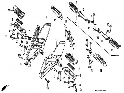 Soporte estribera delantero izquierdo Honda Cbr 600 1991-1996