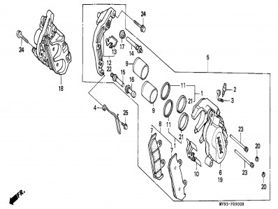 Pinza freno delantera derecha Honda Cbr 600 1991-1996