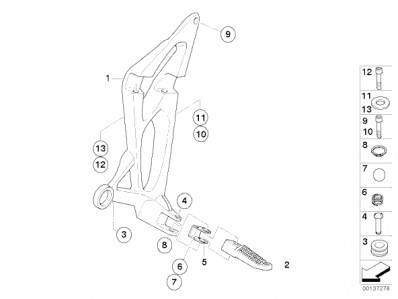 Soporte estribera trasera izquierda Bmw K1200 r 2004 - 2008